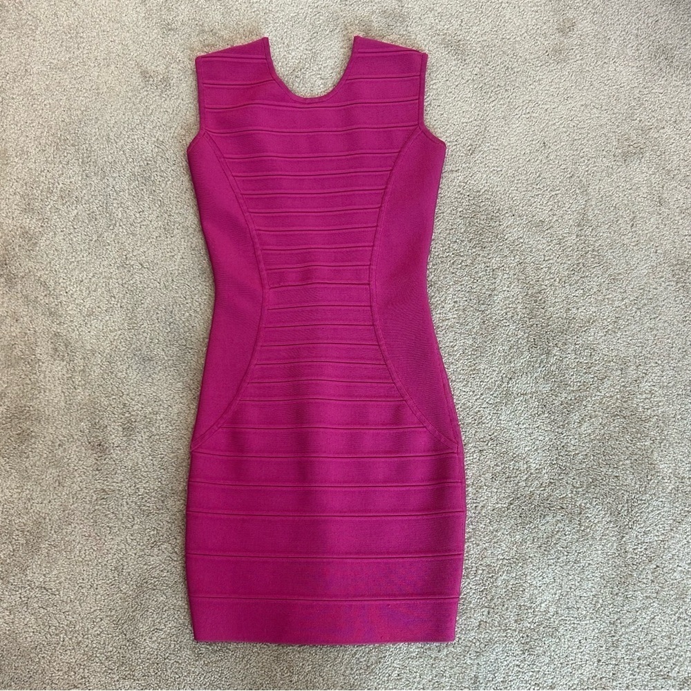 Guess by Marciano hot pink sleeveless low back bandage bodycon cocktail dress XS - Picture 2 of 11